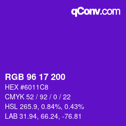 カラーコード: RGB 96 17 200 | qconv.com