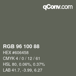 カラーコード: RGB 96 100 88 | qconv.com