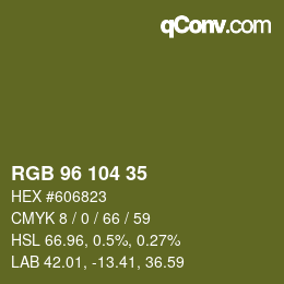 Color code: RGB 96 104 35 | qconv.com