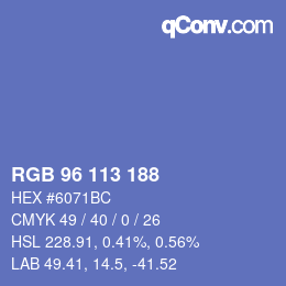 Code couleur: RGB 96 113 188 | qconv.com