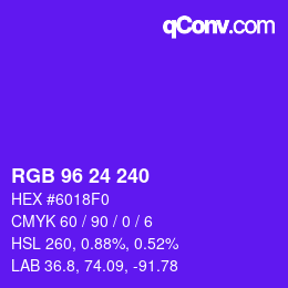 Código de color: RGB 96 24 240 | qconv.com