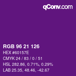 Color code: RGB 96 21 126 | qconv.com