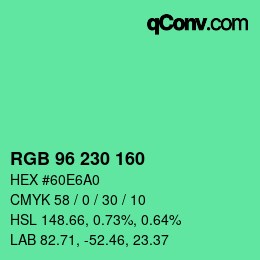 Code couleur: RGB 96 230 160 | qconv.com