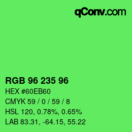 Color code: RGB 96 235 96 | qconv.com