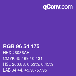 Código de color: RGB 96 54 175 | qconv.com