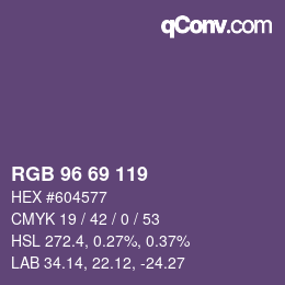 Color code: RGB 96 69 119 | qconv.com