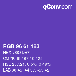 Color code: RGB 96 61 183 | qconv.com