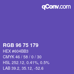 Color code: RGB 96 75 179 | qconv.com