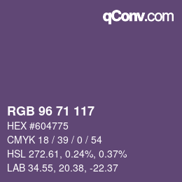 Color code: RGB 96 71 117 | qconv.com