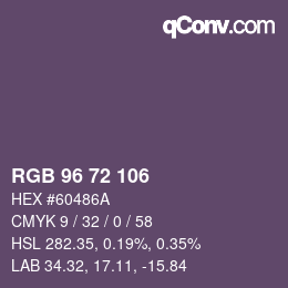 Color code: RGB 96 72 106 | qconv.com