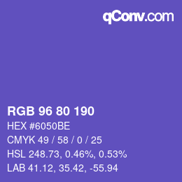 カラーコード: RGB 96 80 190 | qconv.com