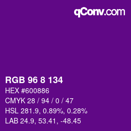 Code couleur: RGB 96 8 134 | qconv.com