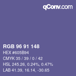 カラーコード: RGB 96 91 148 | qconv.com