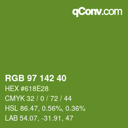 Color code: RGB 97 142 40 | qconv.com