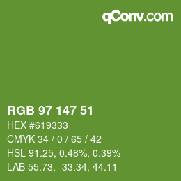 Código de color: RGB 97 147 51 | qconv.com