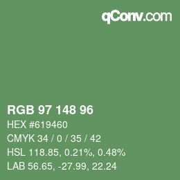 Código de color: RGB 97 148 96 | qconv.com