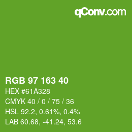 Code couleur: RGB 97 163 40 | qconv.com