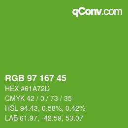 Color code: RGB 97 167 45 | qconv.com