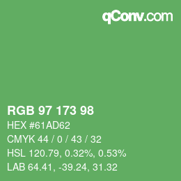 Code couleur: RGB 97 173 98 | qconv.com