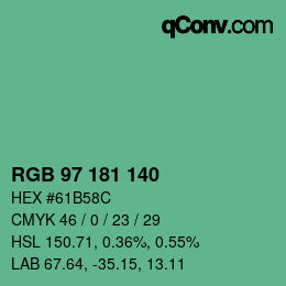 Código de color: RGB 97 181 140 | qconv.com