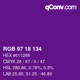 Color code: RGB 97 18 134 | qconv.com