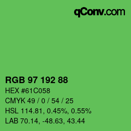 カラーコード: RGB 97 192 88 | qconv.com