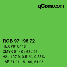 Color code: RGB 97 196 72 | qconv.com