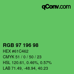 カラーコード: RGB 97 196 98 | qconv.com