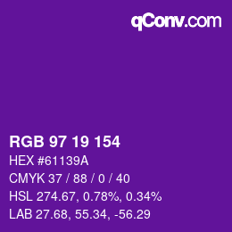 Farbcode: RGB 97 19 154 | qconv.com