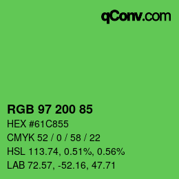 Código de color: RGB 97 200 85 | qconv.com