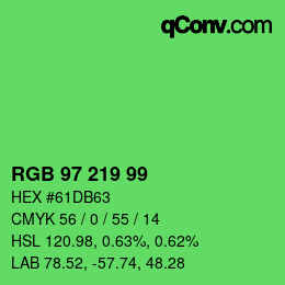 Código de color: RGB 97 219 99 | qconv.com