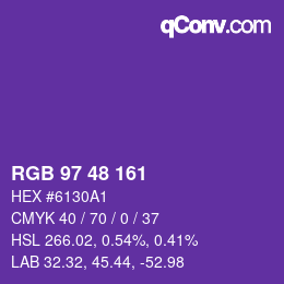 Color code: RGB 97 48 161 | qconv.com