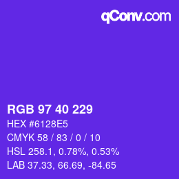 Color code: RGB 97 40 229 | qconv.com