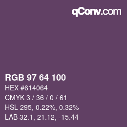 Color code: RGB 97 64 100 | qconv.com