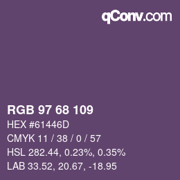 Código de color: RGB 97 68 109 | qconv.com