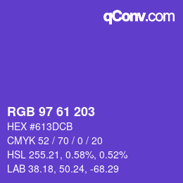 Color code: RGB 97 61 203 | qconv.com