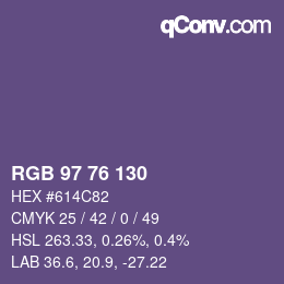 Código de color: RGB 97 76 130 | qconv.com