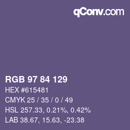 Color code: RGB 97 84 129 | qconv.com