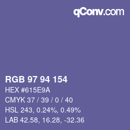 Código de color: RGB 97 94 154 | qconv.com