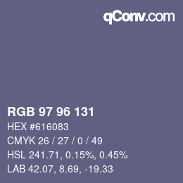 Code couleur: RGB 97 96 131 | qconv.com