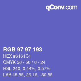 カラーコード: RGB 97 97 193 | qconv.com