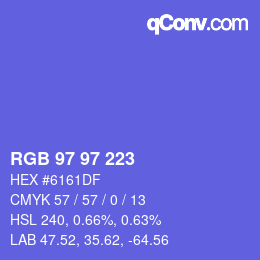 Farbcode: RGB 97 97 223 | qconv.com