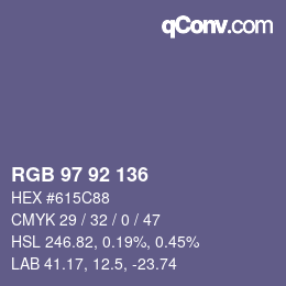 Code couleur: RGB 97 92 136 | qconv.com
