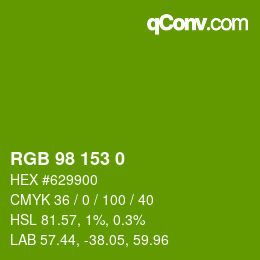 カラーコード: RGB 98 153 0 | qconv.com