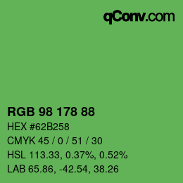 Code couleur: RGB 98 178 88 | qconv.com