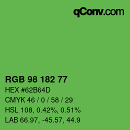 Farbcode: RGB 98 182 77 | qconv.com