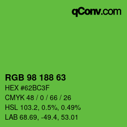 Code couleur: RGB 98 188 63 | qconv.com