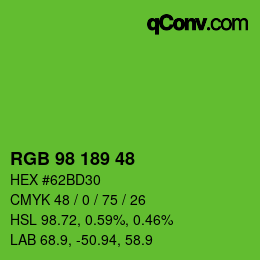 Color code: RGB 98 189 48 | qconv.com