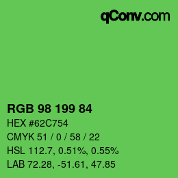 カラーコード: RGB 98 199 84 | qconv.com