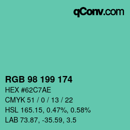 Código de color: RGB 98 199 174 | qconv.com